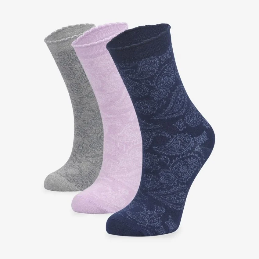 3’lü Lüks Kadın Bambu Çorap Şal Desen