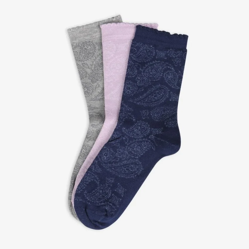 3’lü Lüks Kadın Bambu Çorap Şal Desen