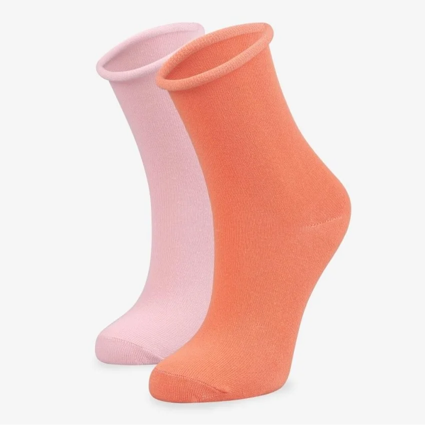 2’li%20Roll%20Top%20Lastiksiz%20İz%20Yapmayan%20Kadın%20Organik%20Çorap%20Pembe%20Mercan