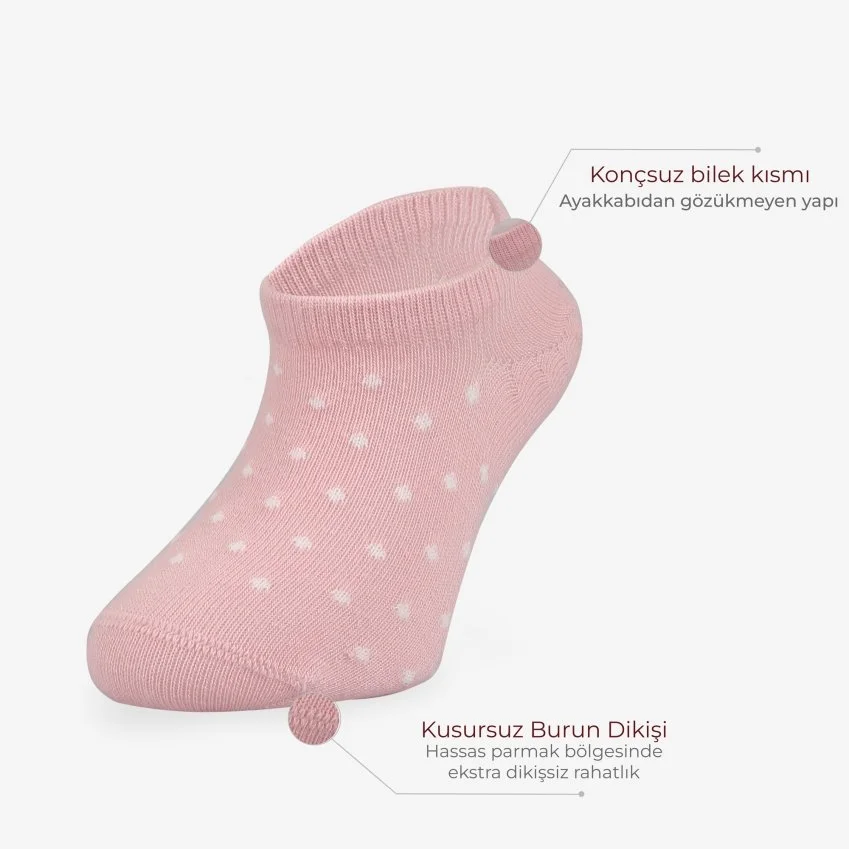 3’lü Kız Çocuk Görünmez Kısa Patik Pembe Çorap