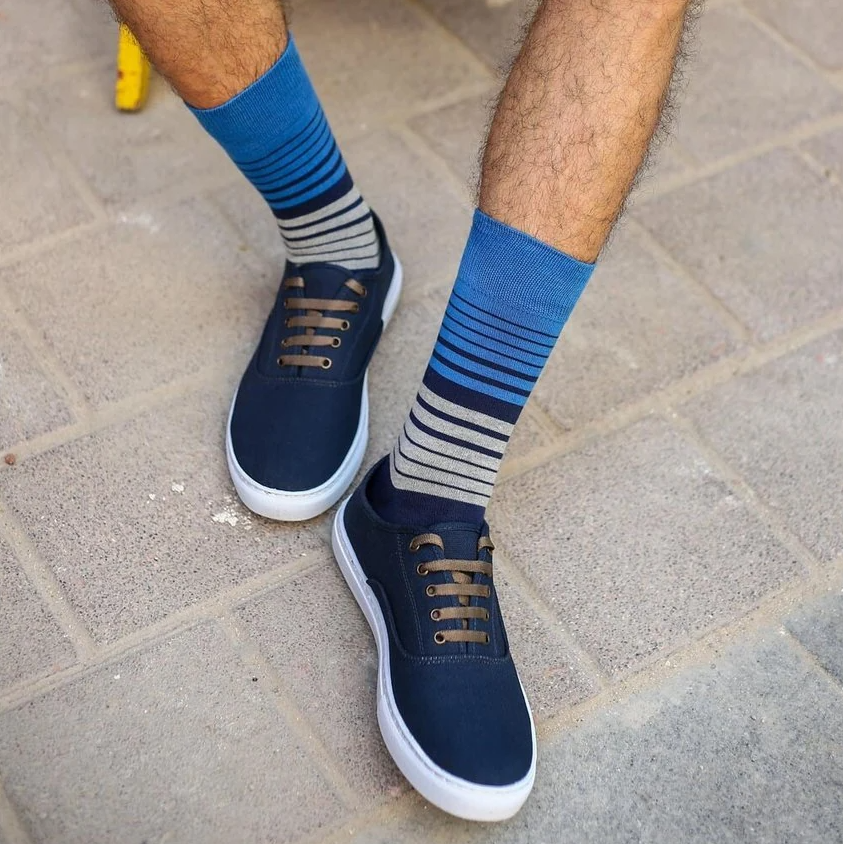 Eğlenceli Renkli Çizgili Erkek Çok Renkli Soket Çorap