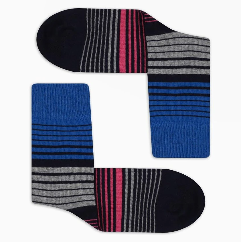 Eğlenceli Renkli Çizgili Erkek Çok Renkli Soket Çorap