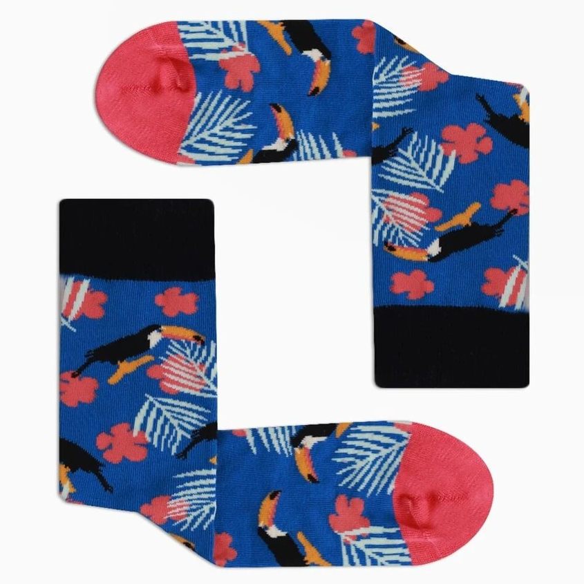 Eğlenceli Mavi Renkli Kuş Erkek Çok Renkli Soket Çorap