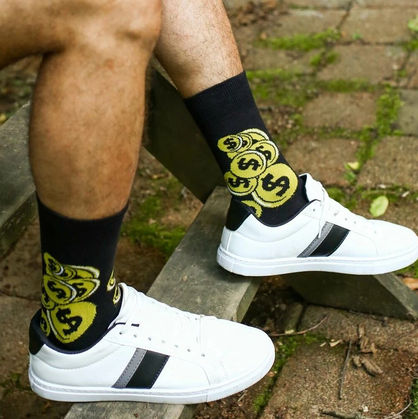 Eğlenceli Dolar Desenli Erkek Çok Renkli Soket Çorap