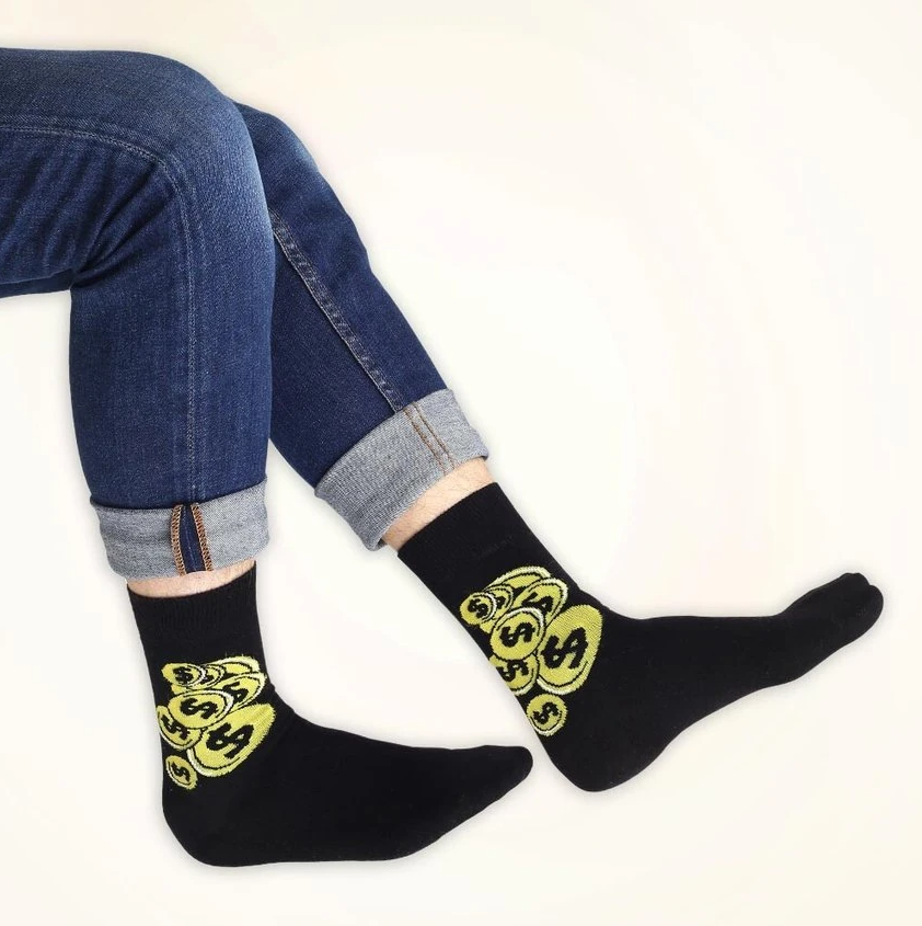 Eğlenceli Dolar Desenli Erkek Çok Renkli Soket Çorap