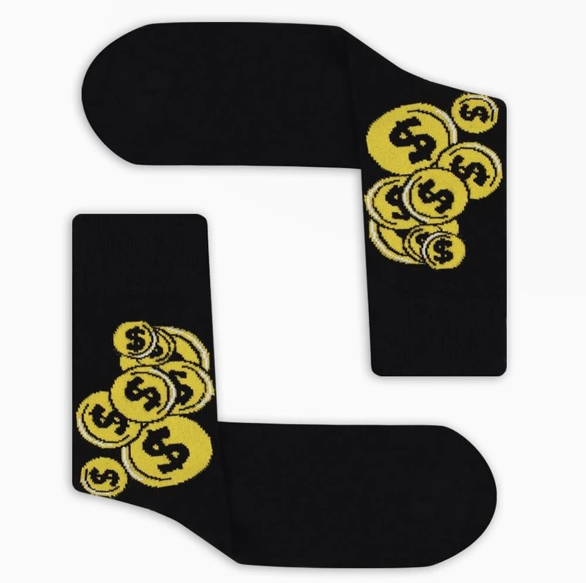 Eğlenceli Dolar Desenli Erkek Çok Renkli Soket Çorap