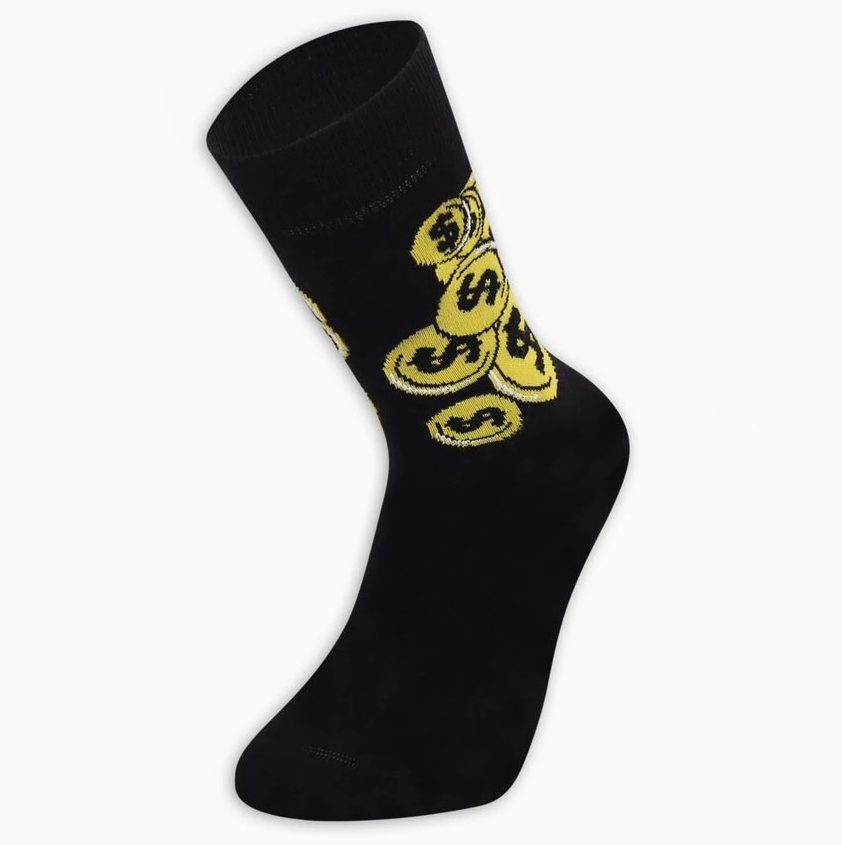 Eğlenceli Dolar Desenli Erkek Çok Renkli Soket Çorap