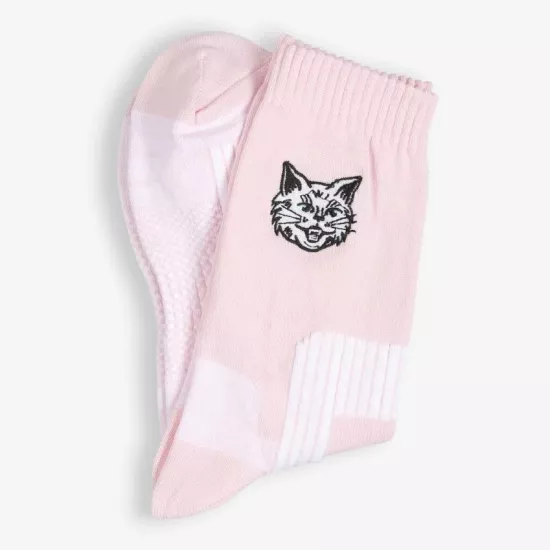 Kedi Nakışlı Pembe Spor Çorap