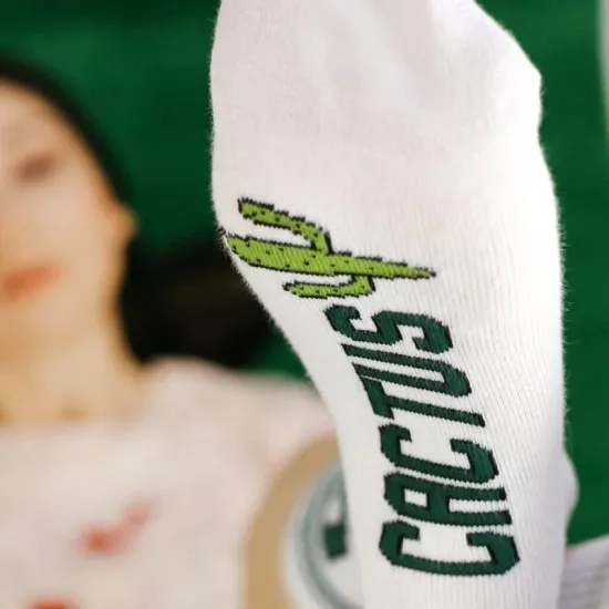 Beyaz Fitilli Çorap Cactus
