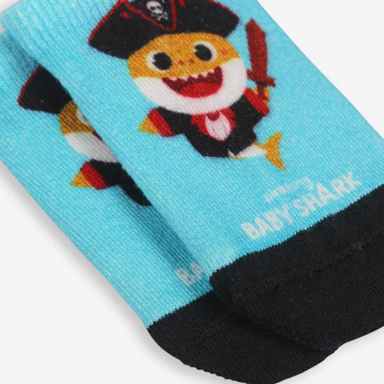 Orjinal Lisanslı Baby Shark Erkek Çocuk Baskılı Patik Korsan Çocuk Mavi Babet Çorap 3-4 Yaş
