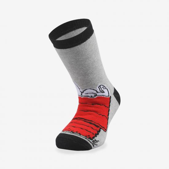 Orjinal Lisanslı Snoopy Çocuk Havlu Çorap Çocuk Gri Soket Çorap 5-6 Yaş