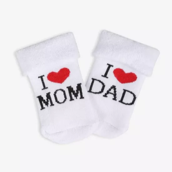 2’li Kalın Bebek Çorabı I Love Dad And Mom