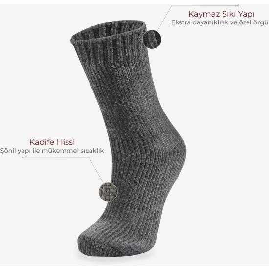 Kadife Dokulu Kadın Kışlık Çorap Kadın Füme Soket Çorap
