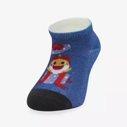 Orjinal Lisanslı Baby Shark Kız Çocuk Baskılı Patik Gift Çocuk Mavi Babet Çorap 2-3 Yaş