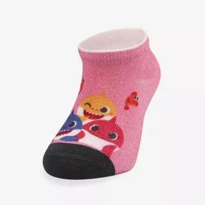 Orjinal Lisanslı Baby Shark Kız Çocuk Baskılı Patik Sharks Çocuk Pembe Babet Çorap 2-3 Yaş